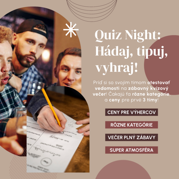 VSTUPENKA: Quiz Night: Hádaj, tipuj, vyhraj!